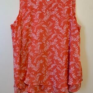 Christina Orange and White Leaf Pattern Blouse